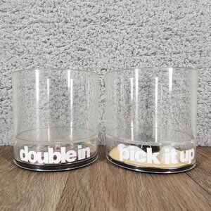 Vintage 1970s Howw Double In Pick It Up Novelty Cocktail Bar Glasses Set of 2‎